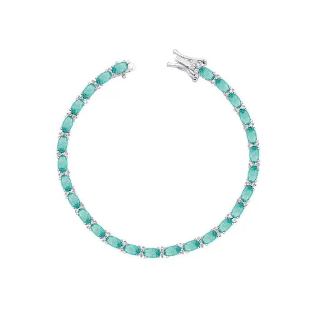 Pulseira riviera Laura esmeralda colombiana fusion ródio branco