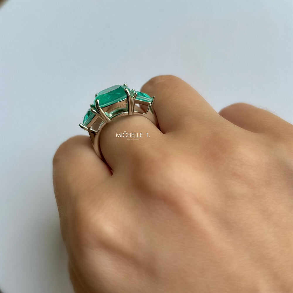 Anel Bali esmeralda colombiana fusion prata 925 - foto 4
