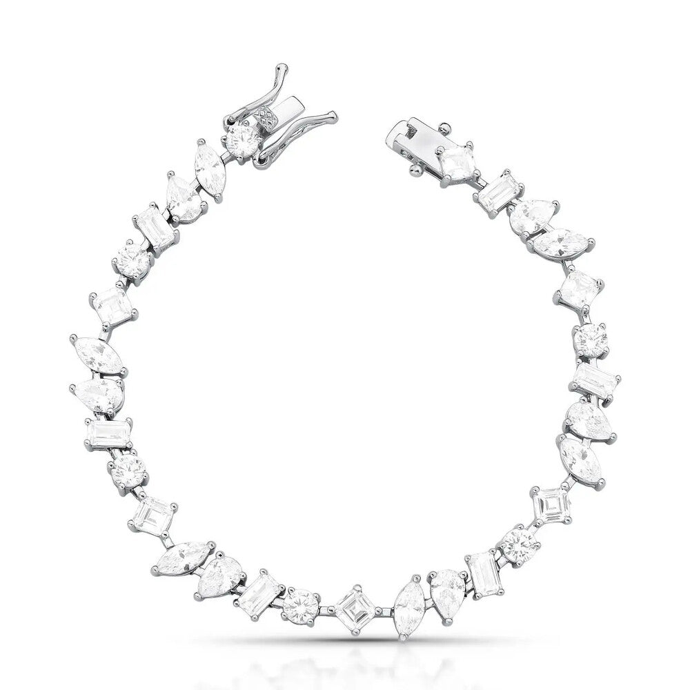 Pulseira riviera Parker zircônias brancas ródio branco