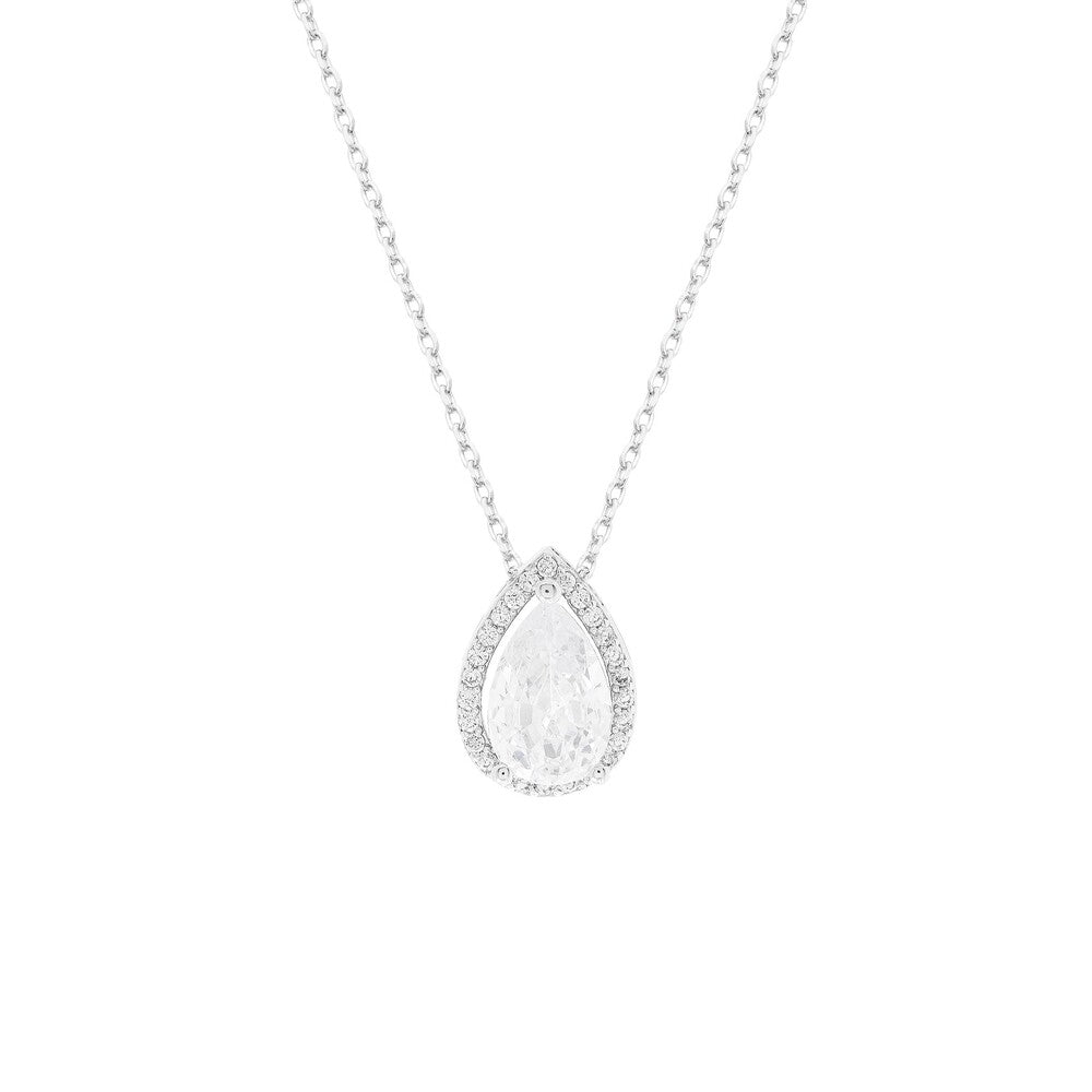 Colar Paty gota zircônia branca ródio branco
