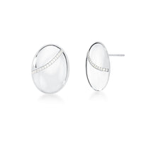 Brinco oval Meg cravejado zircônias ródio branco