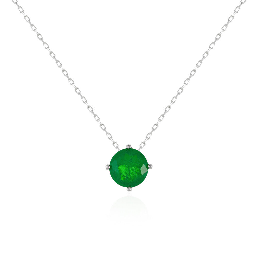 Colar ponto de luz esmeralda fusion prata 925 (8mm)