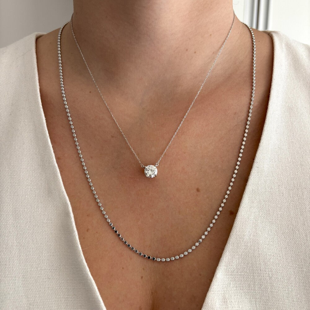 Conjunto ponto de luz Moissanite 2.0ct prata 925 (8.0mm)