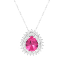 Colar gota Holly zircônia turmalina pink prata 925