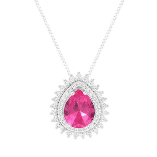 Colar gota Holly zircônia turmalina pink prata 925