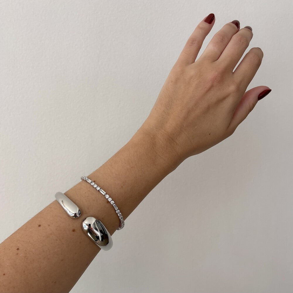 Pulseira riviera Patrícia zircônias brancas ródio branco