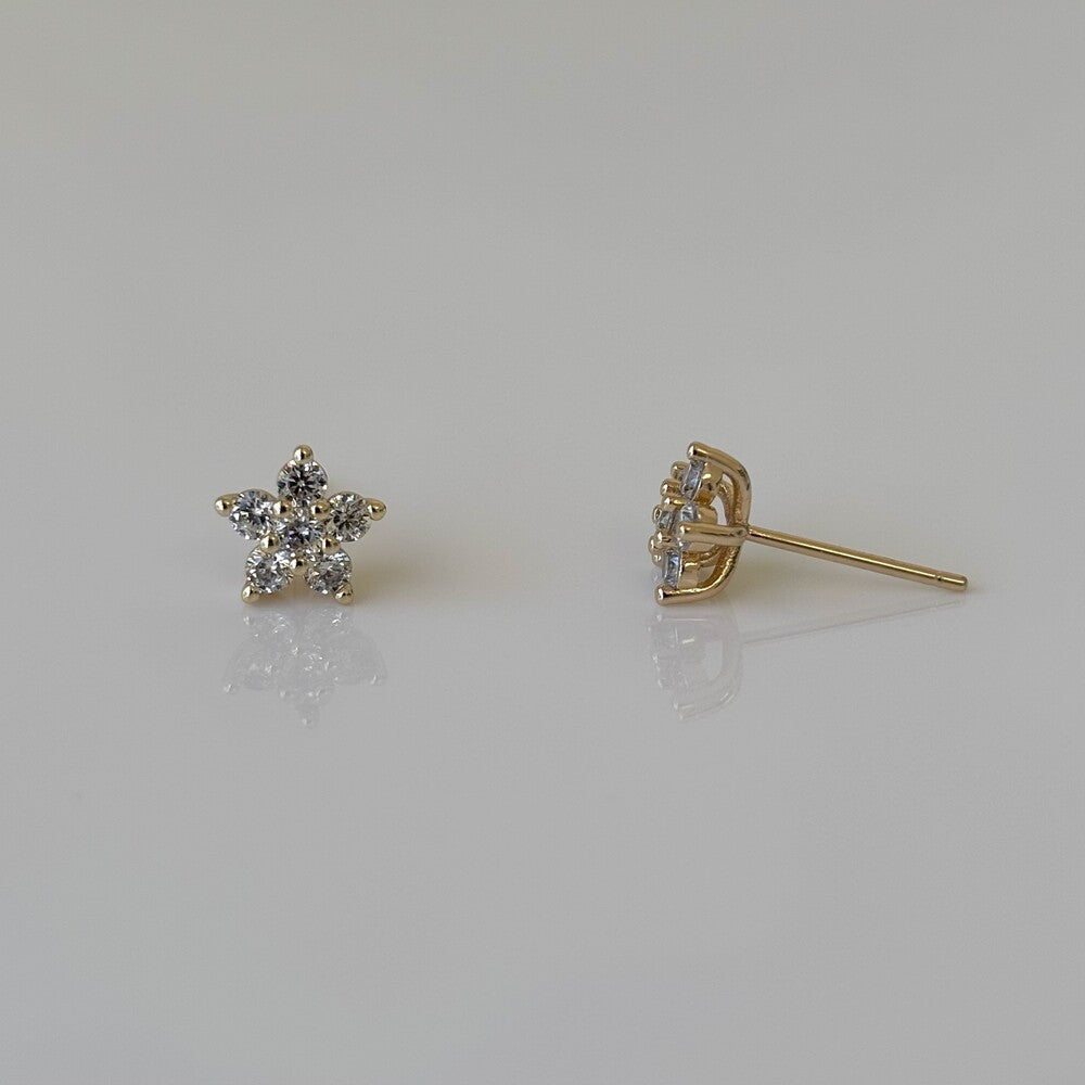 Brinco flor Tina zircônias brancas ouro - foto 3