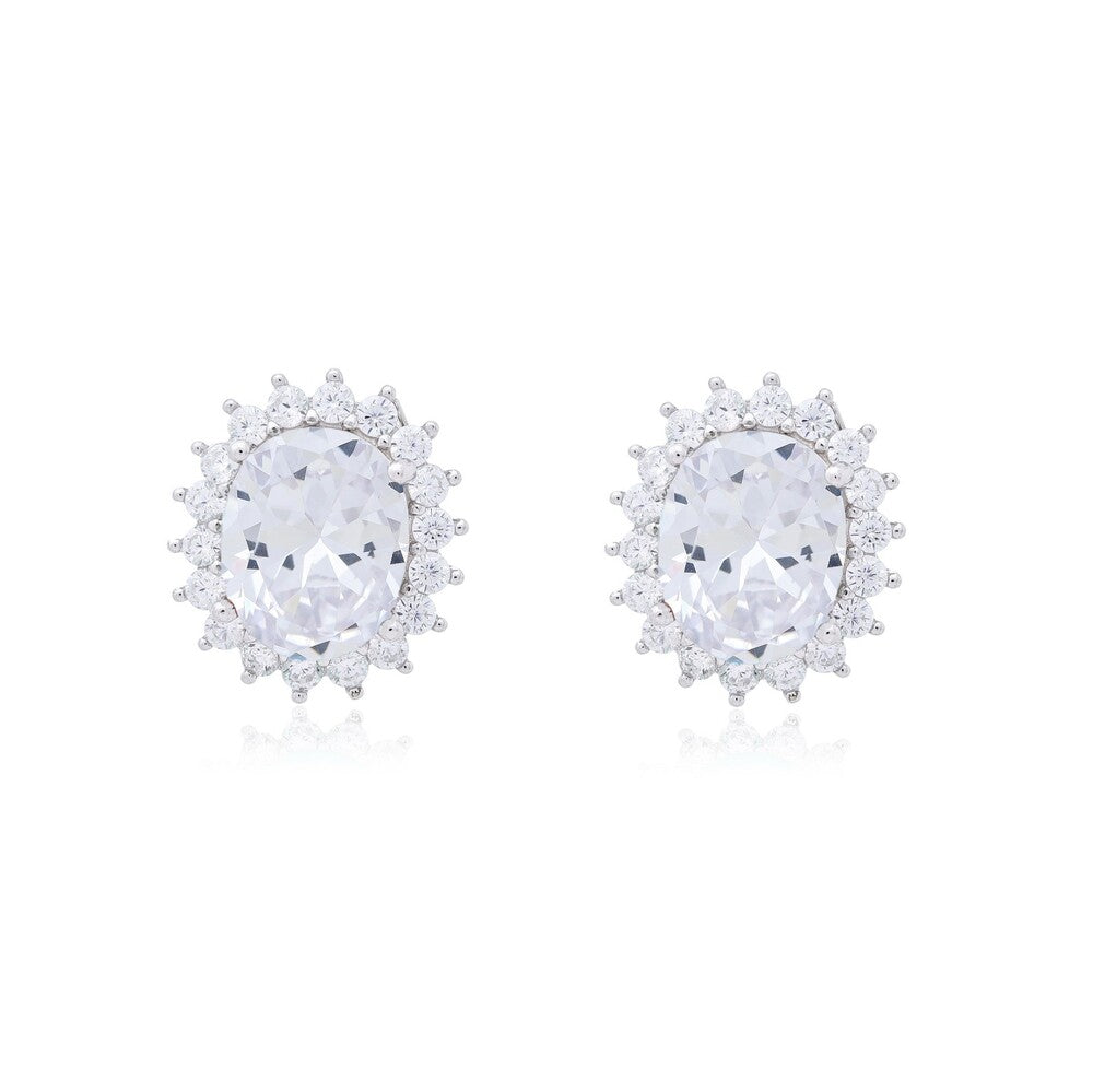 Brinco Intense oval zircônia branca prata 925