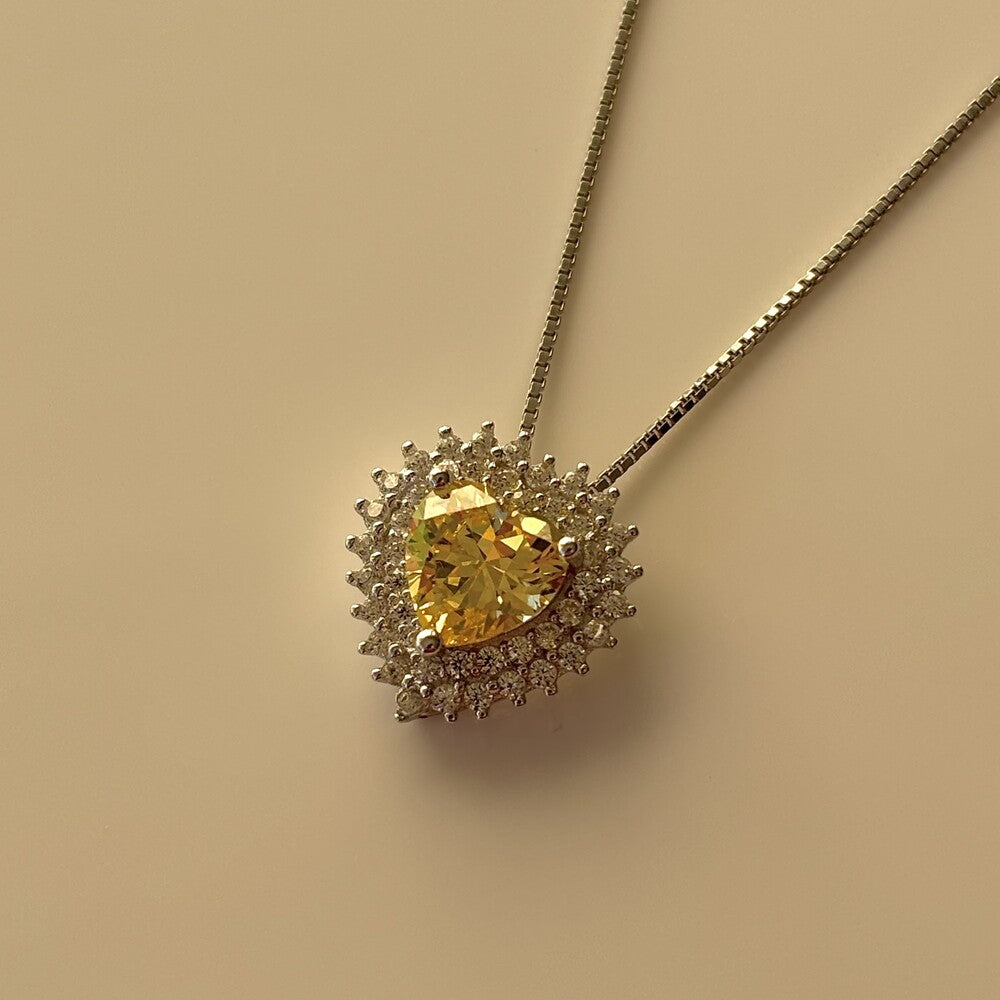 Colar Sally coração zircônias fancy yellow prata 925 - foto 4