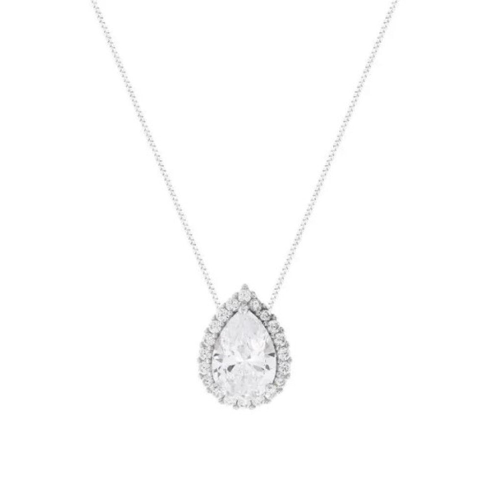 Colar gota Betina zircônias brancas prata 925