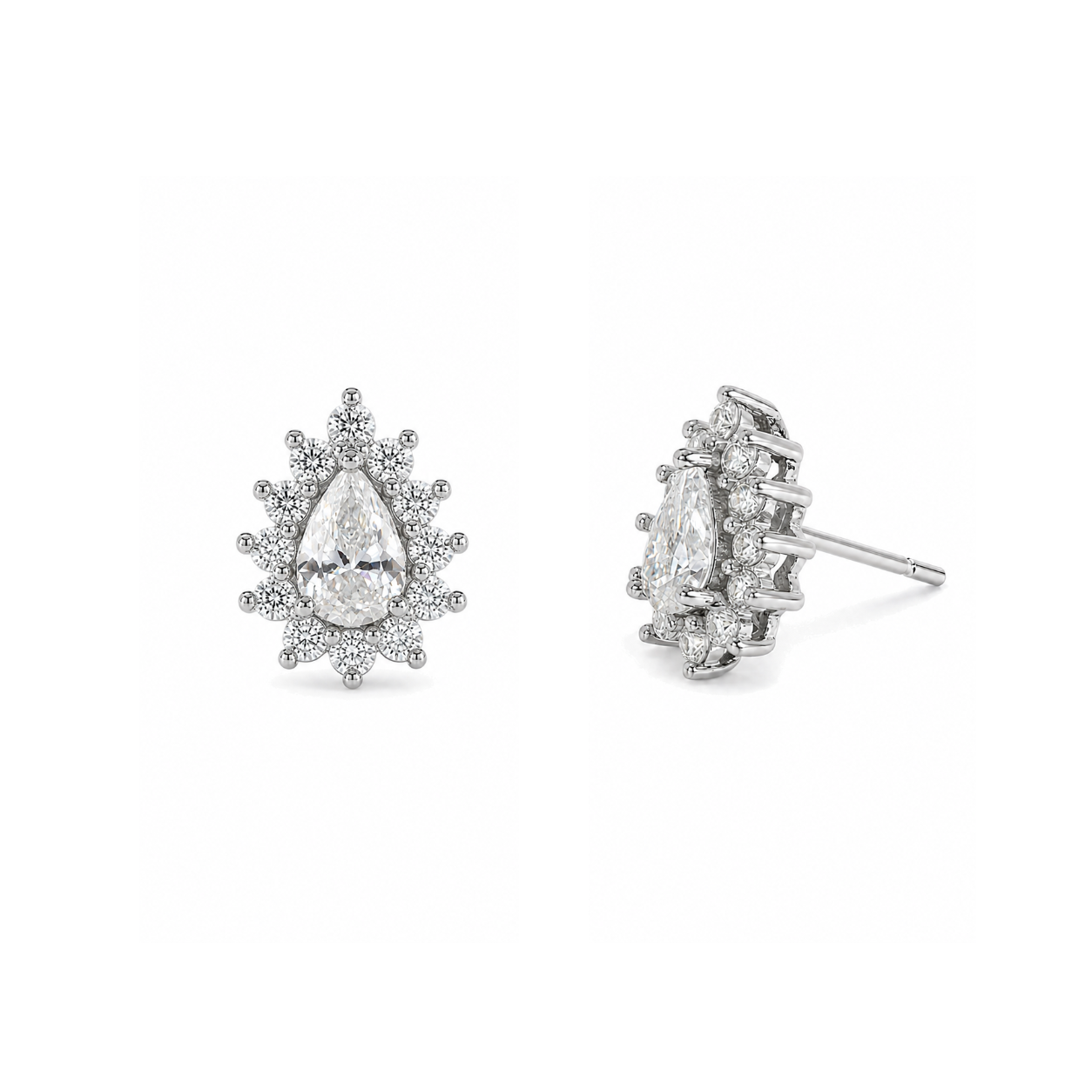Brinco Birdie gota Moissanite cravejado prata 925
