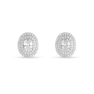 Brinco Grazi oval zircônia branca ródio branco