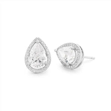 Brinco Paty gota zircônia branca ródio branco
