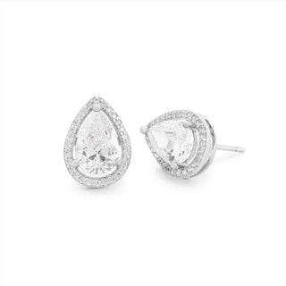 Brinco Paty gota zircônia branca ródio branco