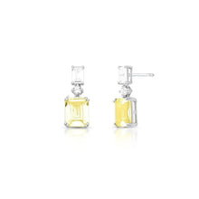 Brinco Raquel retângulo zircônia fancy yellow ródio branco