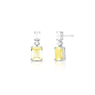Brinco Raquel retângulo zircônia fancy yellow ródio branco