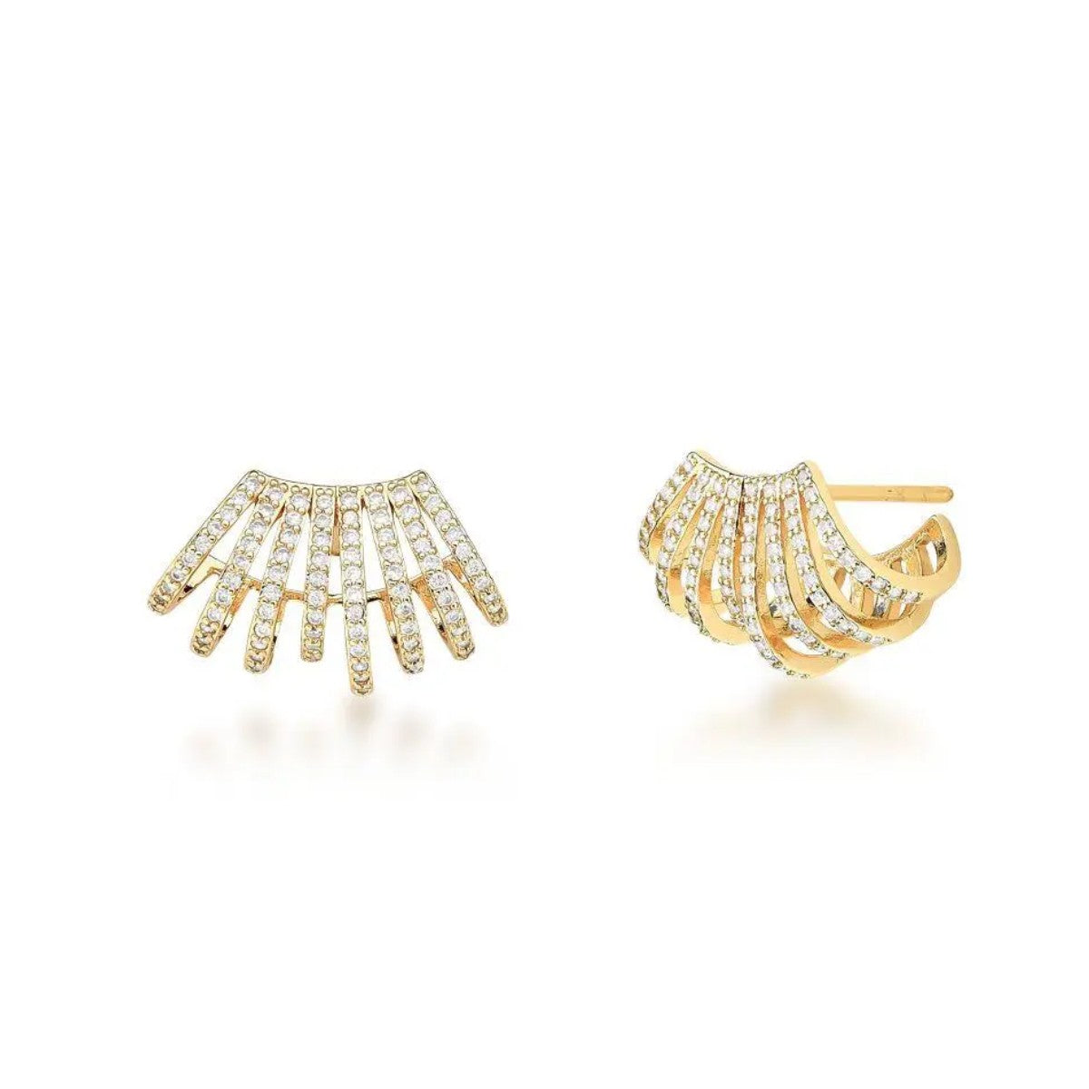 Brinco Soleil zircônias brancas ouro