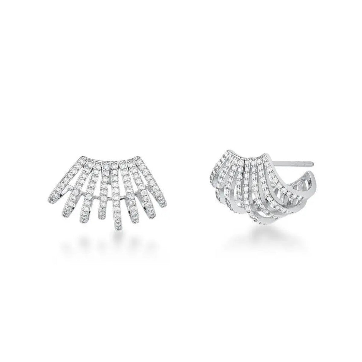 Brinco Soleil zircônias brancas ródio branco