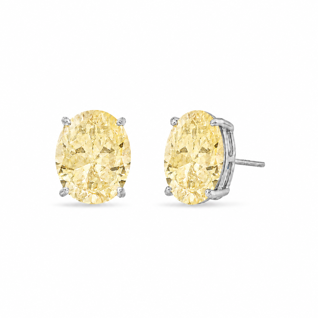 Brinco Lorena oval zircônia fancy yellow prata 925