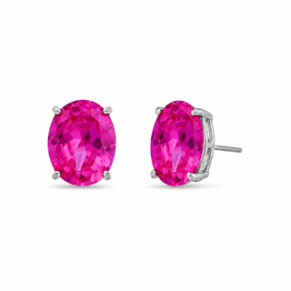 Brinco Lorena oval zircônia turmalina pink prata 925