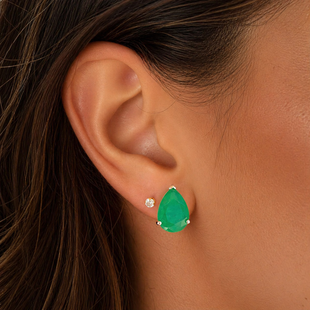 Conjunto Luma gota esmeralda fusion prata 925