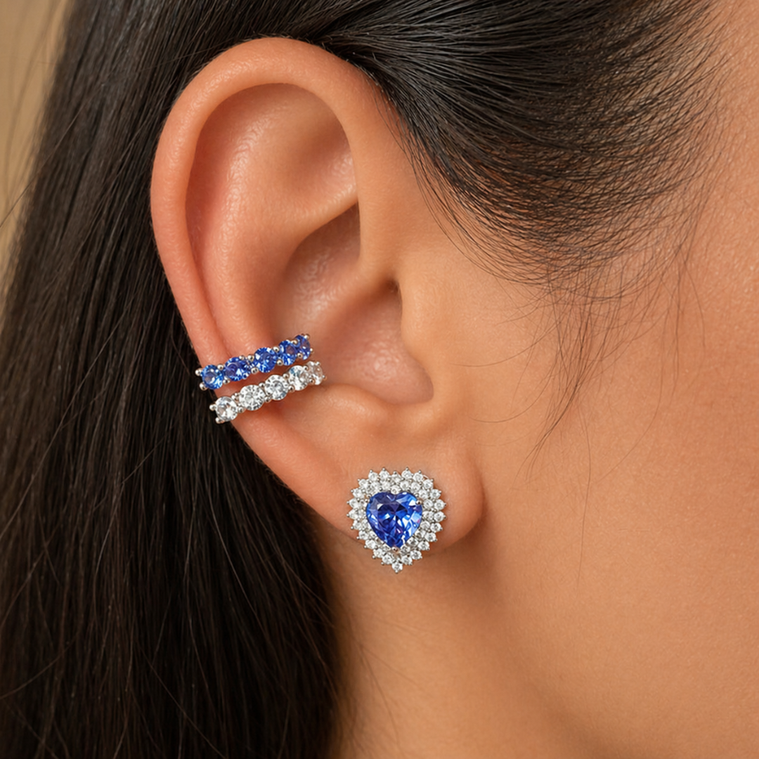 Conjunto argola Amélie tanzanita prata 925