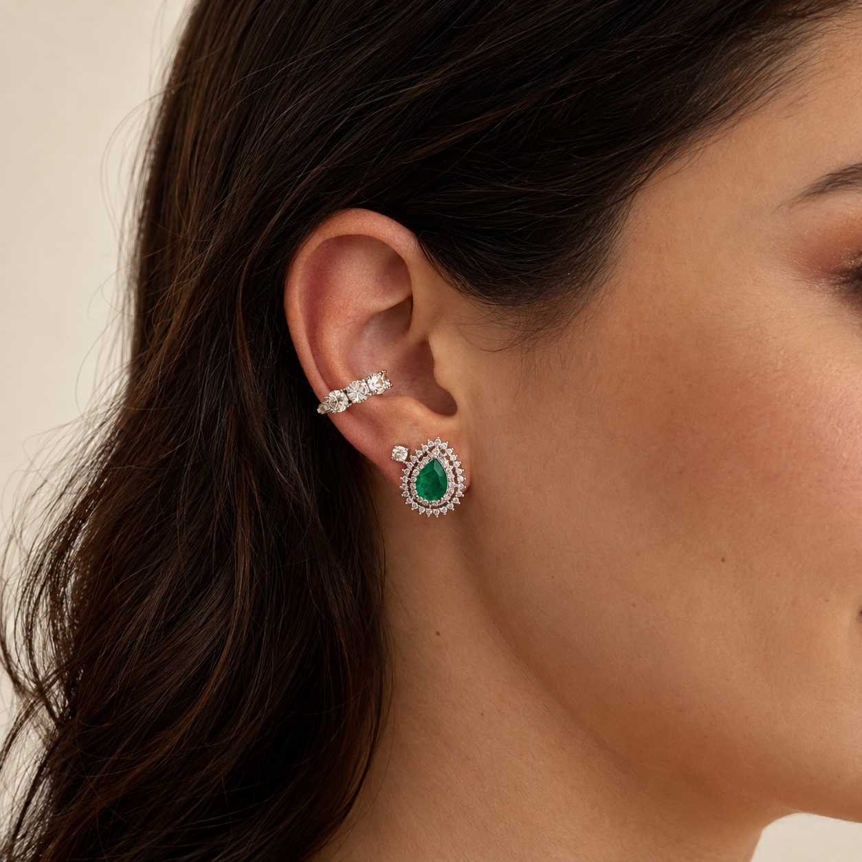 Piercing fake Paola zircônia branca ródio branco