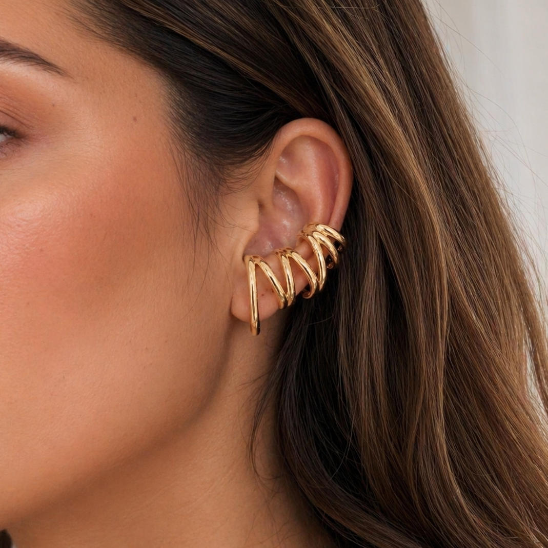 Brinco ear cuff Amora liso ouro - foto 2