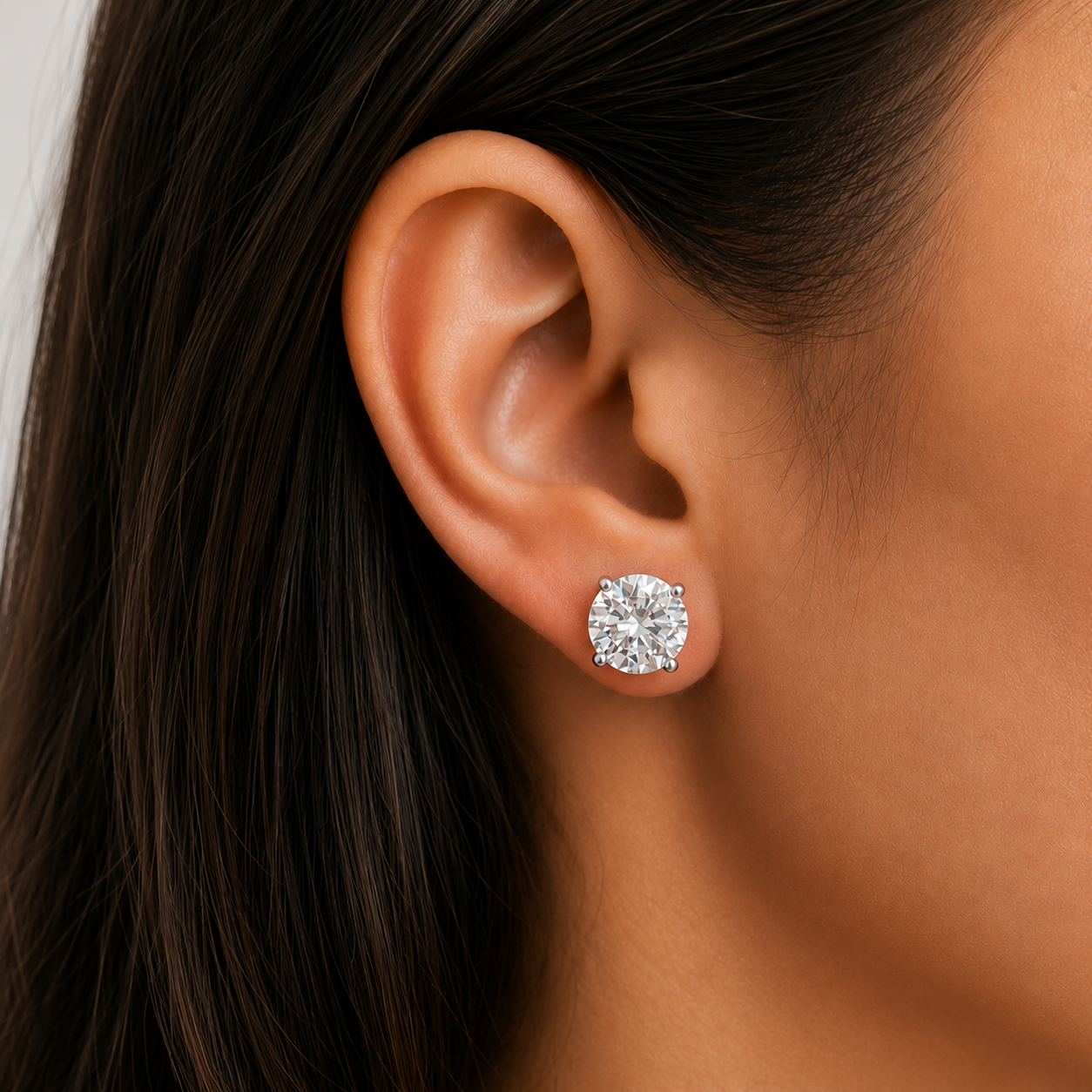 Brinco ponto de luz moissanite 4.0ct prata 925 (10mm)