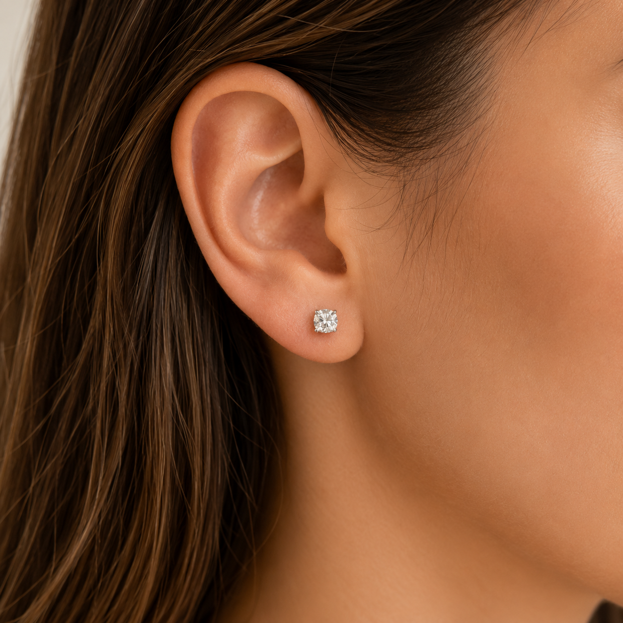 Conjunto solitário ponto de luz Moissanite 5mm prata 925