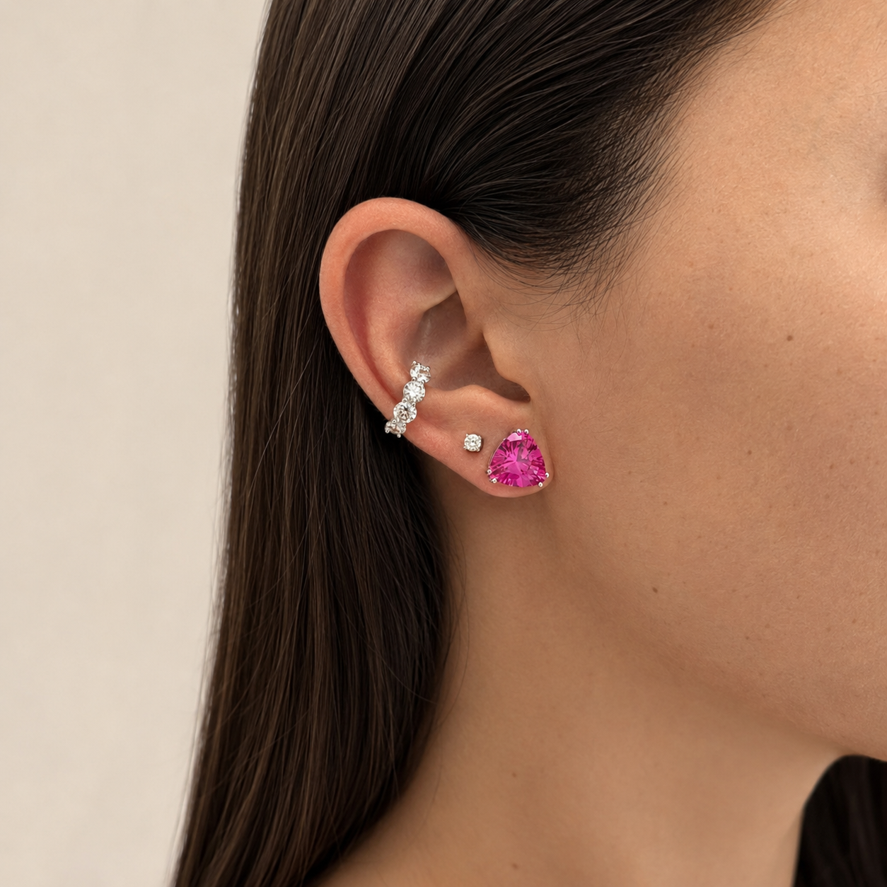 Piercing fake Tulum zircônia branca prata 925