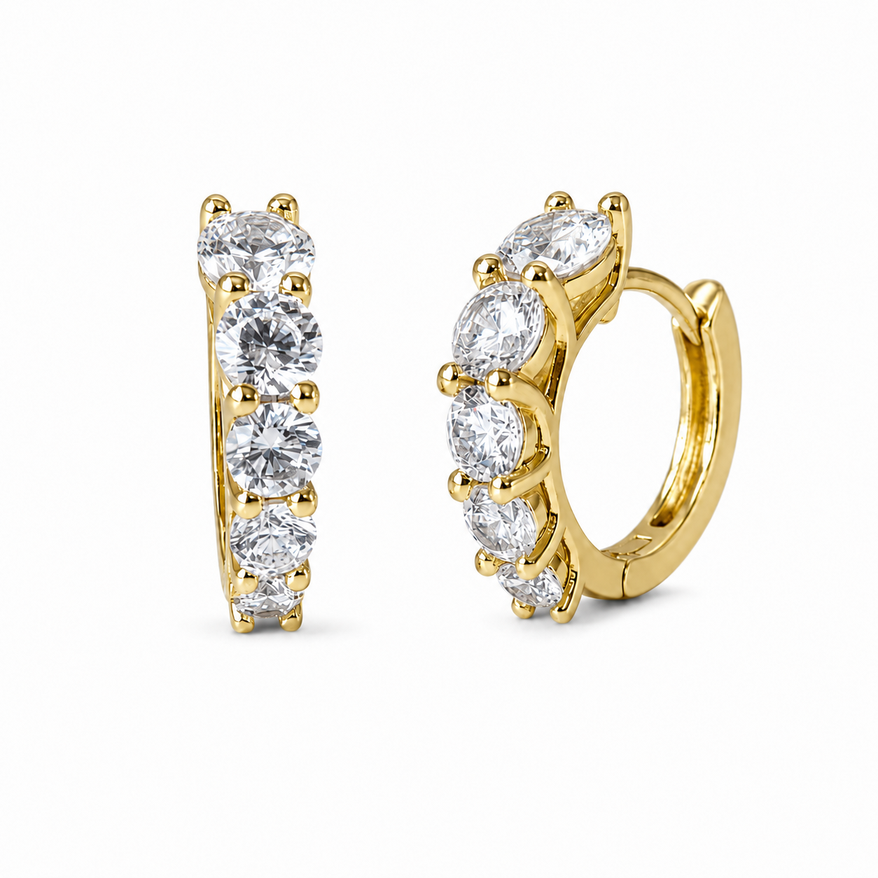 Brinco argola Isabel zircônias brancas ouro