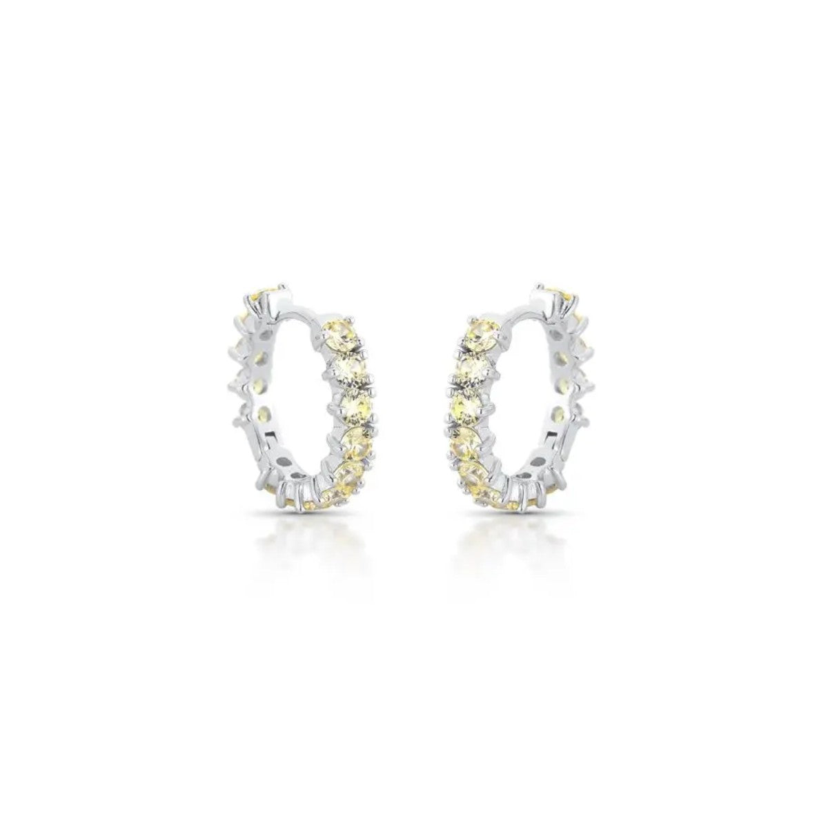 Brinco argola Mabel zircônias fancy yellow ródio branco