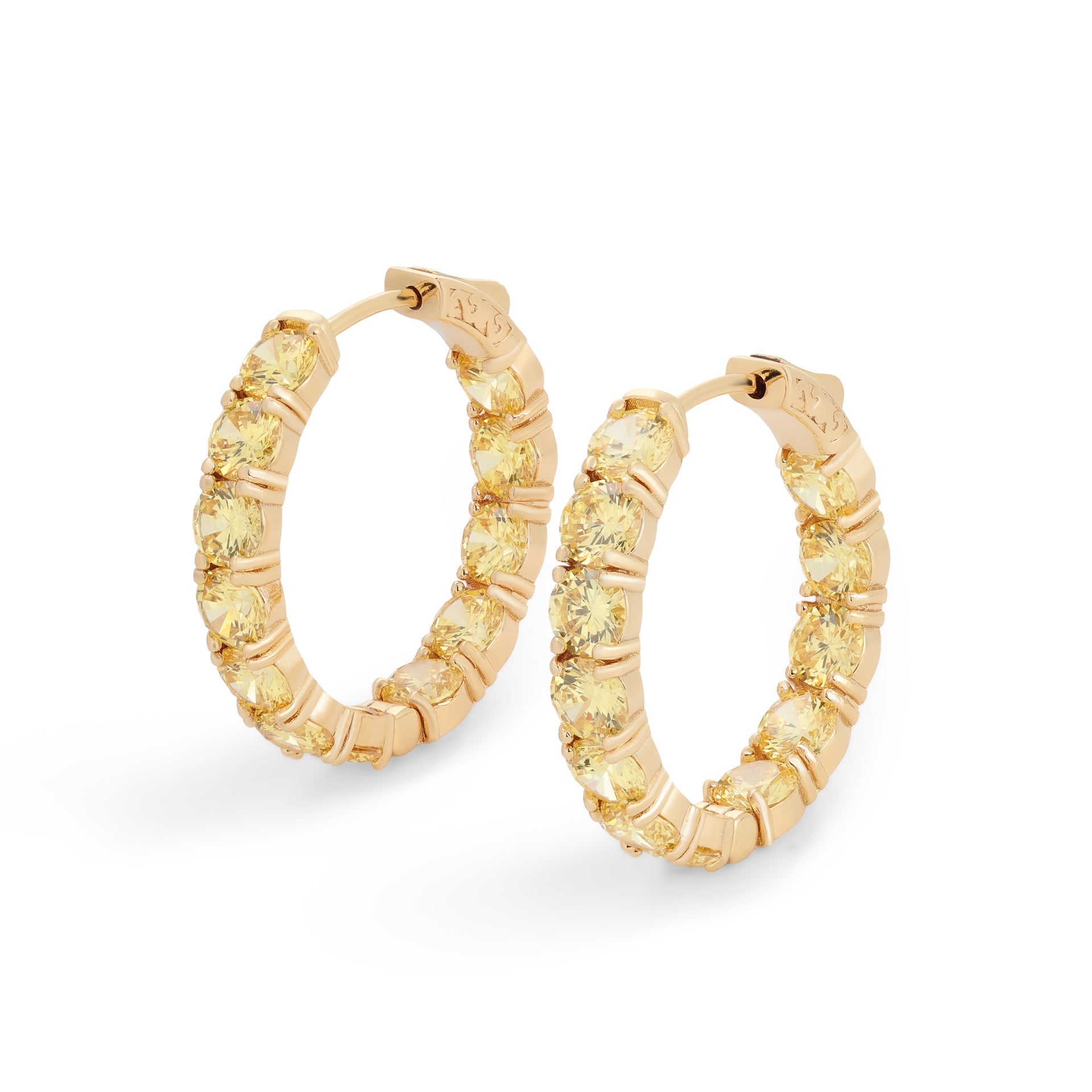 Brinco argola Maeva zircônias fancy yellow ouro