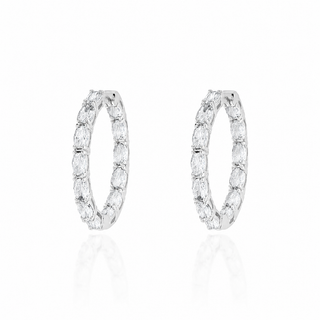 Brinco argola Manhattan zircônias brancas ródio branco