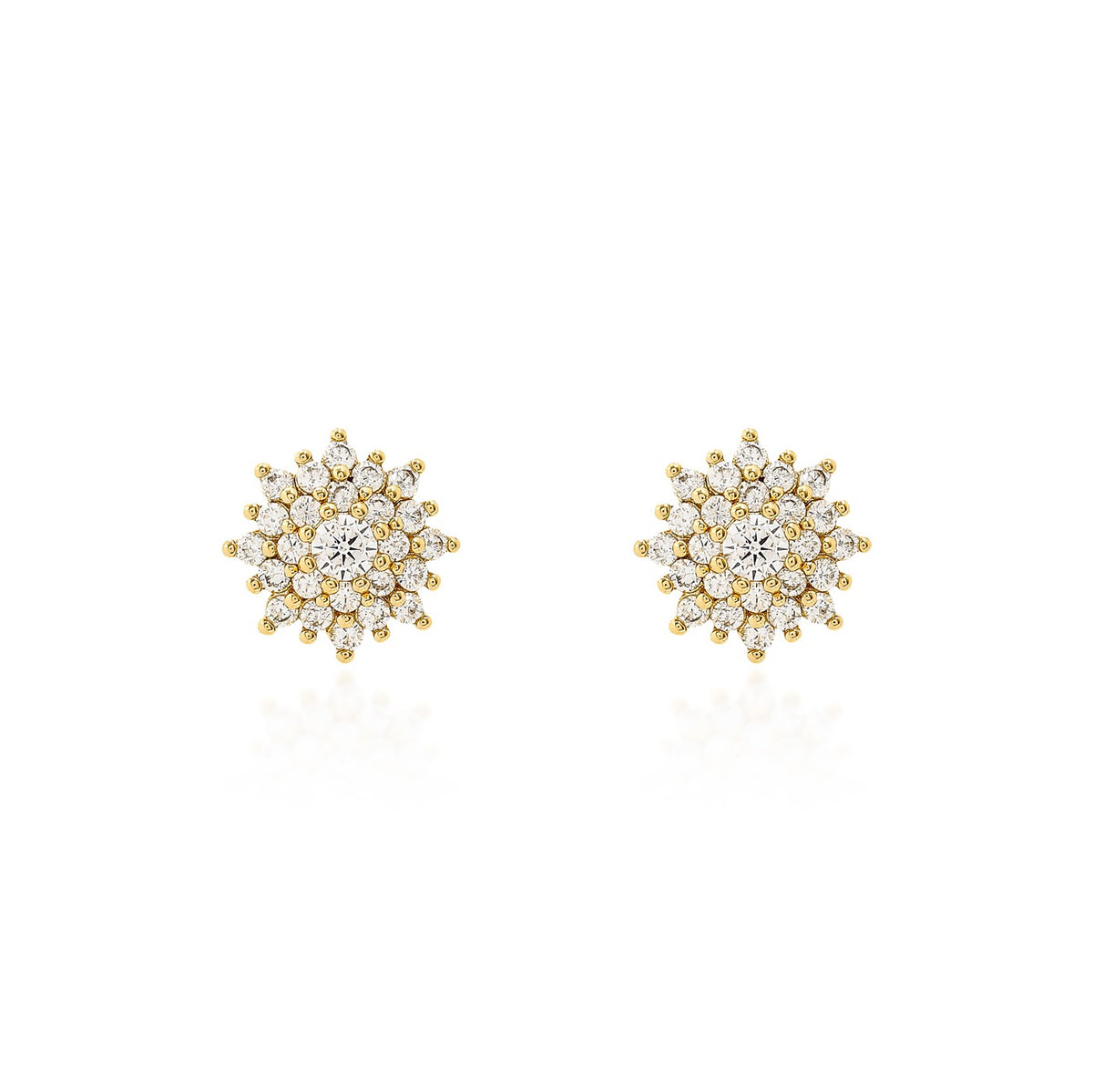 Brinco flor mini Rosalie zircônia branca ouro