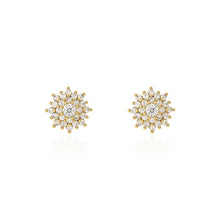 Brinco flor mini Rosalie zircônia branca ouro