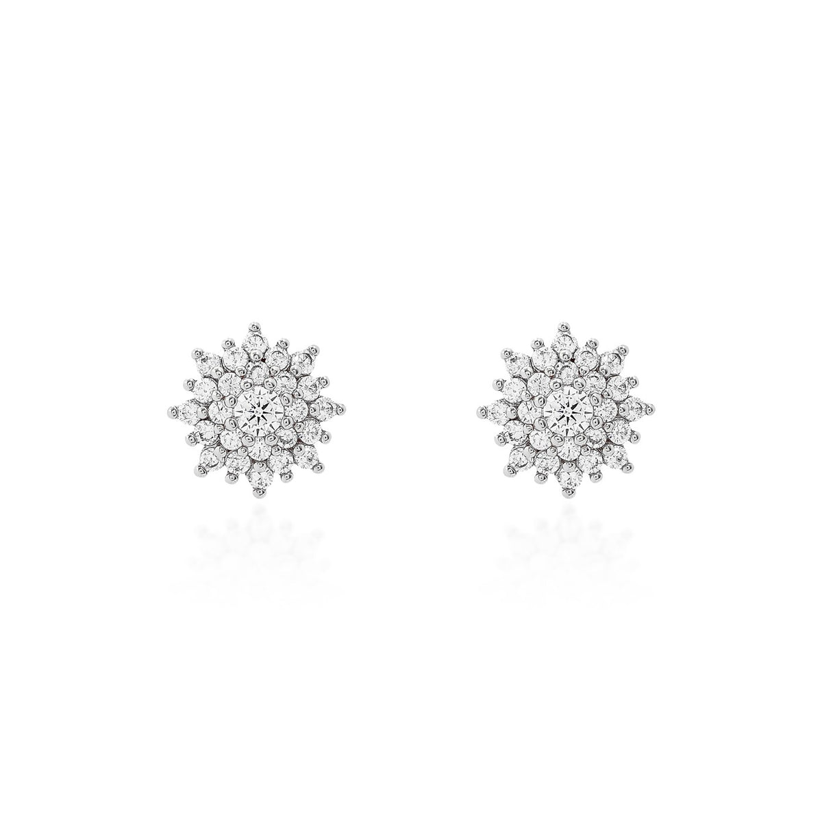 Brinco flor mini Rosalie zircônia branca ródio branco