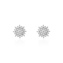 Brinco flor mini Rosalie zircônia branca ródio branco