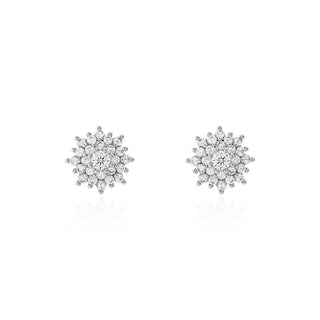 Brinco flor mini Rosalie zircônia branca ródio branco