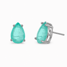 Brinco gota Bourbon esmeralda colombiana fusion ródio branco