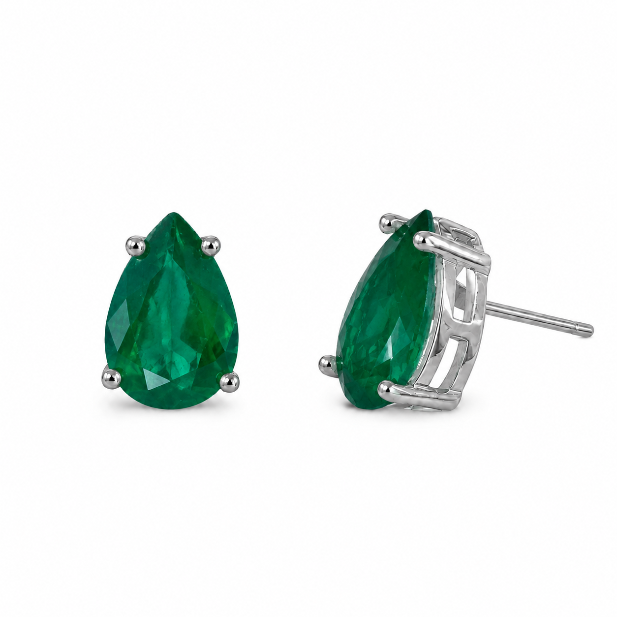 Brinco gota Bourbon esmeralda fusion ródio branco