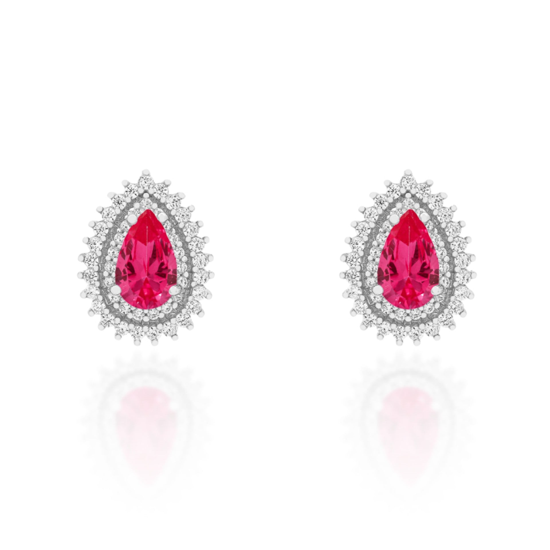 Brinco gota Holly zircônia turmalina pink prata 925