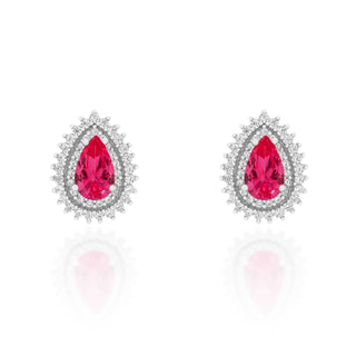 Brinco gota Holly zircônia turmalina pink prata 925