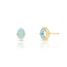 Brinco oval Candy zircônia água marinha ouro