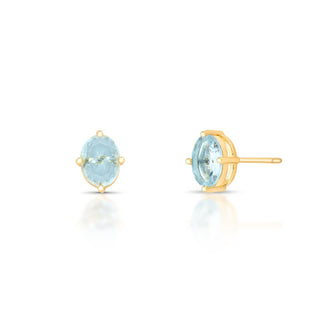 Brinco oval Candy zircônia água marinha ouro