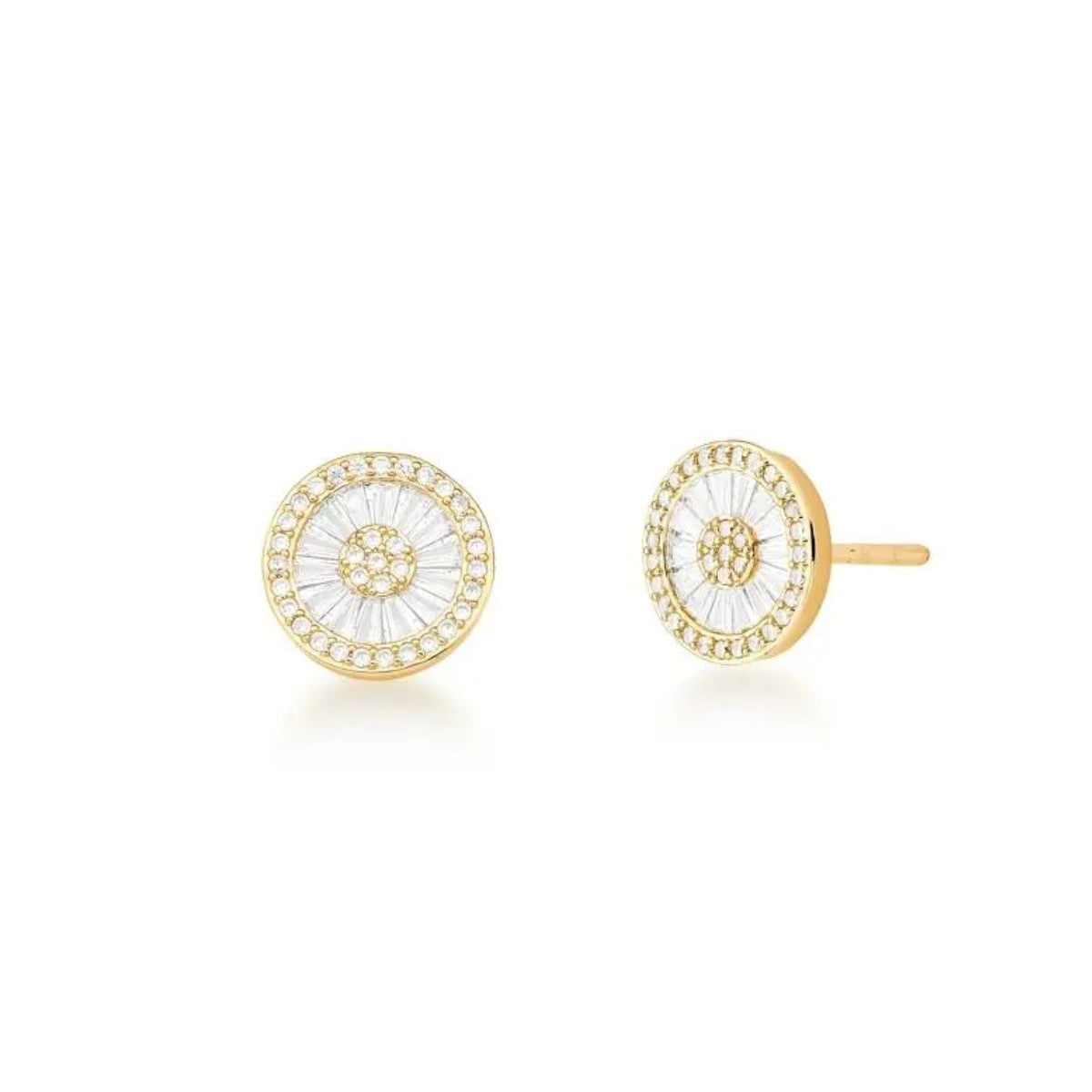 Brinco pizza cravejado zircônias brancas ouro (12mm)