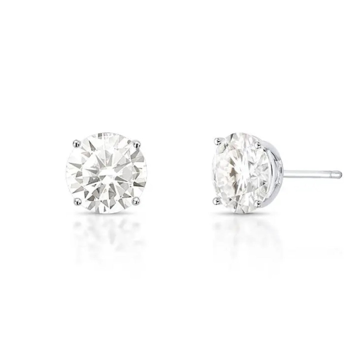 Brinco redondo ponto luz Moissanite 12mm prata 925