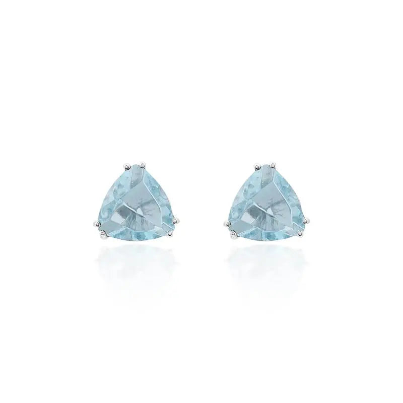 Brinco trillion zircônia água marinha prata 925 (10mm)