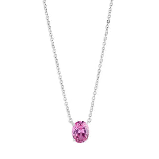 Colar Alexa oval zircônia turmalina pink ródio branco